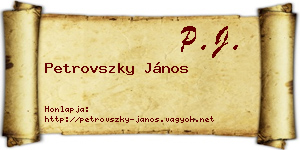 Petrovszky János névjegykártya