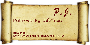 Petrovszky János névjegykártya