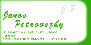 janos petrovszky business card